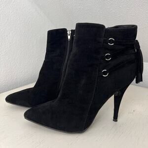 Anne Michelle Lonestar-11 black faux velvet stiletto heel boot size 10